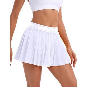 Pleated Skater Sports Skort w/Inner Shorts and Pockets Sz S